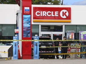 Two Halton Region police officers were shot in a standoff inside an ESSO / Circle K gas station around 5 a.m. south of the QEW on Appleby Line. A 32 -year old man, who allegedly barricaded himself in the washroom, is dead after the standoff. The Special Investigations Unit is now investigating the scene on Saturday September 22, 2018. Jack Boland/Toronto Sun/Postmedia Network
