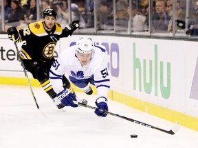 Maple Leafs defenceman Jake Gardiner was minus-5 in Game 7 against the Bruins last season. (GETTY IMAGES)