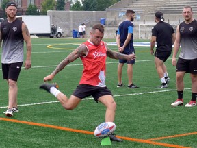 Wolfpack Fullback Gareth O’Brien kicked the  go-ahead drop goal as Toronto beat Toulouse Olympique 13-12 yesterday at Lamport Stadium. (The Canadian Press)