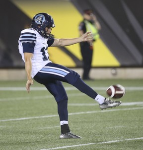 Argonauts kicker Ronnie Pfeffer has punted well, but his kicking has been hit-or-miss. 
(Jack Boland/Toronto Sun)