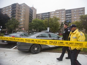 Toronto Police at the scene of a shooting on Tandridge Cres., near Albion Rd on in Toronto, Ont.  Tuesday September 25, 2018. Ernest Doroszuk/Toronto Sun/Postmedia