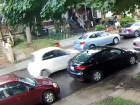 Investigators need help identifying a white Nissan Micra used in a driveby shooting near Campbell and Wallace Aves., in Toronto's west end, on Wednesday, Aug. 8, 2018. (supplied by Toronto Police)