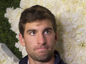 Maple Leafs' John Tavares meets with reporters in Milton on Monday, Sept. 10, 2018. (STAN BEHAL/TORONTO SUN)