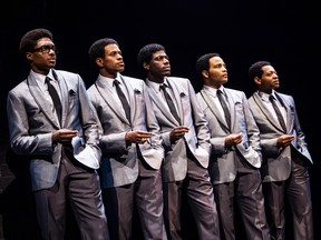 Ephraim Sykes, Jeremy Pope, Jawan M. Jackson, James Harkness & Derrick Baskin are seen in this handout photo from the new Temptations musical "Ain't Too Proud - The Life and Times of the Temptations." THE CANADIAN PRESS/HO, Matthew Murphy