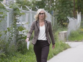 Toronto Mayoralty candidate Jennifer Keesmaat in Toronto under the Gardiner Expressway on Sunday (Stan Behal/Toronto Sun)