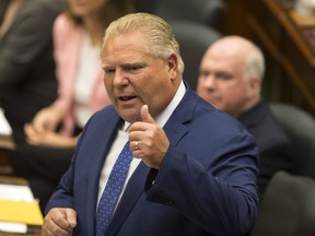 Ontario Premier Doug Ford attends Question Period at the Ontario Legislature in Toronto, on Wednesday, September 12, 2018. (Chris Young/The Canadian Press)