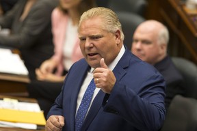 Ontario Premier Doug Ford attends Question Period at the Ontario Legislature in Toronto, on Wednesday, September 12, 2018. (Chris Young/The Canadian Press)