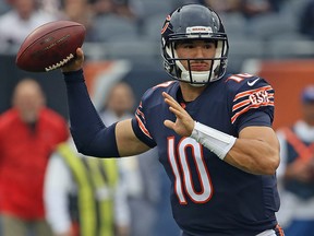 Mitchell Trubisky of the Chicago Bears passes against the Tampa Bay Buccaneers at Soldier Field on September 30, 2018 in Chicago. (Jonathan Daniel/Getty Images)