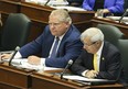 Premier Doug Ford, left, and Finance Minister Vic Fedeli during question period at Queen's Park on September 17, 2018. Veronica Henri/Toronto Sun