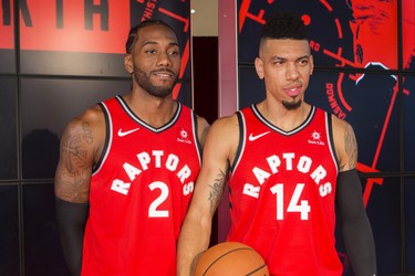 New on the Raptors roster Kawhi Leonard (left) and Danny Green (right) following a press conference at the Toronto Raptors media day at the Scotiabank Arena in Toronto, Ont. on Monday September 24, 2018. Ernest Doroszuk/Toronto Sun/Postmedia