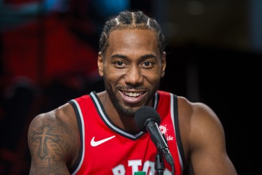 New on the Raptors roster Kawhi Leonard during a press conference at the Toronto Raptors media day at the Scotiabank Arena in Toronto, Ont. on Monday September 24, 2018. Ernest Doroszuk/Toronto Sun/Postmedia