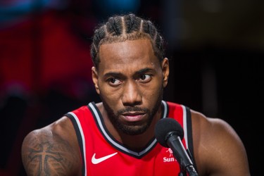 New on the Raptors roster Kawhi Leonard during a press conference at the Toronto Raptors media day at the Scotiabank Arena in Toronto, Ont. on Monday September 24, 2018. Ernest Doroszuk/Toronto Sun/Postmedia