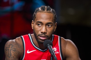 New on the Raptors roster Kawhi Leonard during a press conference at the Toronto Raptors media day at the Scotiabank Arena in Toronto, Ont. on Monday September 24, 2018. Ernest Doroszuk/Toronto Sun/Postmedia