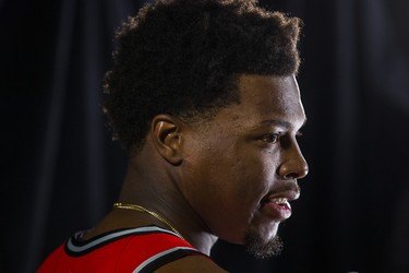 Toronto Raptors Kyle Lowry during a broadcast interview at the Toronto Raptors media day at the Scotiabank Arena in Toronto, Ont. on Monday September 24, 2018. Ernest Doroszuk/Toronto Sun/Postmedia