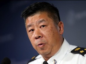 Deputy Chief Peter Yuen will be speaks about Constable Ken Lam after the take-down of the suspect of the Yonge St. Van attack in Toronto on Wednesday April 25, 2018. Dave Abel/Toronto Sun/Postmedia Network