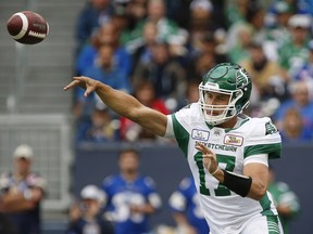 Roughriders quarterback Zach Collaros will face an Argos team that has fewer sacks than any defence in the CFL. Cleyon Laing, who leads the Boatmen with four sacks, hopes the defence can kick it up a notch against Saskatchewan. (CP FILE)