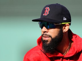 David Price of the Boston Red Sox looks on during team workouts ahead of the 2018 World Series against the Los Angeles Dodgers at Fenway Park on Oct. 22, 2018 in Boston. (GETTY IMAGES)