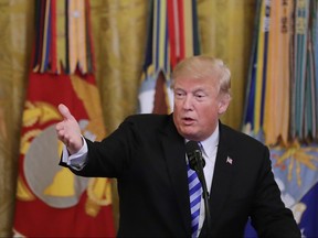 U.S. President Donald Trump hosts an event commemorating the 35th anniversary of attack on the Beirut Barracks in the East Room of the White House Oct. 25, 2018 in Washington, D.C. (Chip Somodevilla/Getty Images)