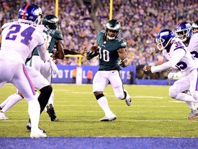 Philadelphia Eagles' Corey Clement scored a TD against the Giants on Thursday night. (GETTY IMAGES)