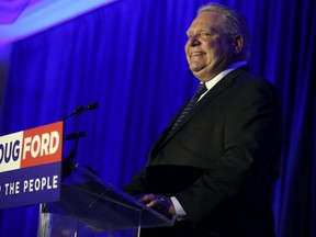 Ontario Premier Doug Ford held his 100 Days in power rally at the Woodbine Banquet and Convention hall on Oct. 9, 2018. (Jack Boland, Toronto Sun)