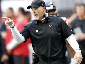 Atlanta Falcons head coach Dan Quinn made a risky call on Sunday. (AP PHOTO)