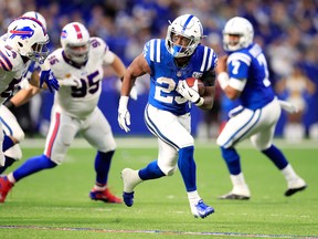 Colts RB Marlon Mack scored two TDs against the Bills on Sunday. (GETTY IMAGES)