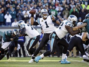 Carolina Panthers quarterback Cam Newton helped led his team back from a huge deficit to beat Philadelphia last week. (AP PHOTO)