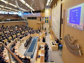 The Swedish Parliament Riksdagen on September 25, 2018 in Stockholm. (Photo by Anders WIKLUND / TT News Agency / AFP)