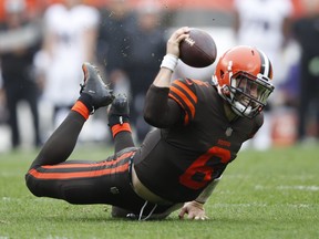Cleveland QB Baker Mayfield leads the Browns against Tampa in Week 7. GETTY IMAGES