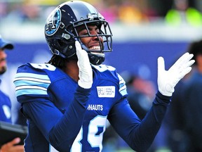 Argonauts wide receiver Duron Carter makes his second consecutive start tonight against the Lions.  Cole Burston/CP