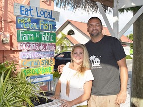 Christina and Luigi Moxam, owners of Cayman Cabana Oceanside Restobar, which focuses on farm-to-table cuisine.