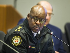 Toronto police chief Mark Saunders during a meeting of the Toronto Police Services Board (Ernest Doroszuk/Toronto Sun)