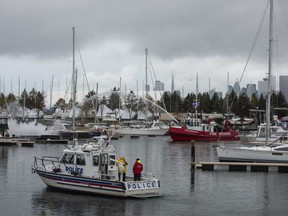Crews battle a two-alarm boat fire at the Outer Harbour Marina early Sunday morning. (John Hanley photo)