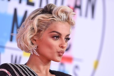US singer Bebe Rexha arrives at the 2018 American Music Awards on October 9, 2018, in Los Angeles, California. (Photo by Valerie MACON / AFP)