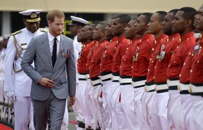 Prince Harry inspects Fijian troops on Tuesday. GETTY IMAGES