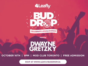 Leafly Canada Bud Drop legalization poster.