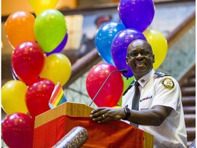 Toronto Police Chief Mark Saunders during an event honouring Pride along with his officers, held at police headquarters on Thursday June 14, 2018. Ernest Doroszuk/Toronto Sun/Postmedia