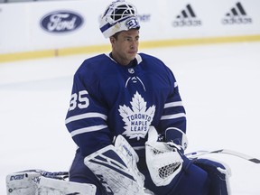 Goaltender Curtis McElhinney was claimed on waivers by the Carolina Hurricanes on Tuesday. CRAIG ROBERTSON/TORONTO SUN