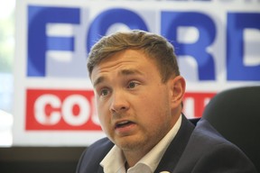 Michael Ford at his campaign office on Wednesday, July 6, 2016. (Veronica Henri/Toronto Sun/Postmedia Network)