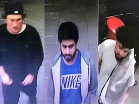 Investigators need help identifying a group of men wanted for the attempted murder of a man, 27, near Bloor St. W. and Spadina Ave. on Sept. 23, 2018. (Toronto Police handout)