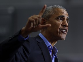 Former President Barack Obama speaks during a rally in Detroit Friday, Oct. 26, 2018. (AP Photo/Paul Sancya)