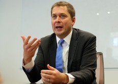 Conservative Leader Andrew Scheer speaks during an editorial board meeting at the Toronto Sun in Toronto on Friday Oct. 19, 2018.