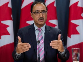 Natural Resources Minister Amarjeet Sohi speaks about the government’s plan for the Trans Mountain Expansion Project during a news conference in Ottawa, Wednesday Oct. 3, 2018.