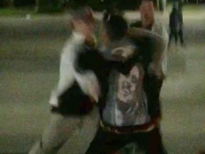 A screengrab from a cellphone video which the Crown says shows the fatal stabbing of Francesco Molinaro. (Supplied photo)