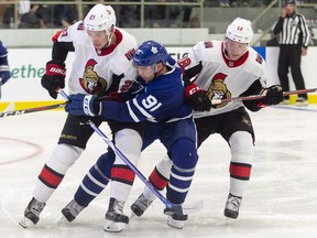 John Tavares of the Maple Leafs faced the Ottawa Senators in the pre-season, but he steps into the Battle of Ontario for real on Sat. Oct. 6, 2018. (GEOFF ROBINS/The Canadian Press files)