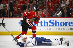 Chicago centre Jonathan Toews looks like hes back in elite form this season. GETTY IMAGES