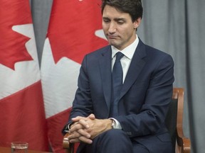 Prime Minister Justin Trudeau attends a bilateral at the Fortune Global Forum in Toronto on Monday, October 15, 2018.