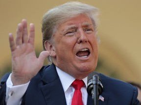 U.S. President Donald Trump speaks during a press conference to discuss a revised U.S. trade agreement with Mexico and Canada in the Rose Garden of the White House on Oct. 1, 2018 in Washington, D.C.