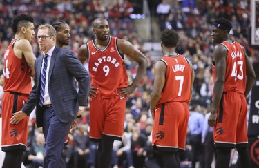 The Raptors home opener with Head Coach Nick Nurse in Toronto, Ont. on Wednesday October 17, 2018. Toronto Raptors host the Cleveland Cavaliers at the Scotiabank Arena.  (Veronica Henri/Toronto Sun/Postmedia Network)