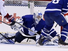 Toronto Maple Leafs goaltender Garret Sparks (40)in preseason on Monday September 24, 2018.